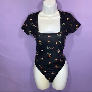 Black floral bodysuit